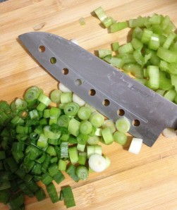 Chopped celery and green onions