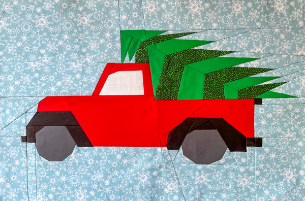 Full Little Red Christmas Truck Block - Little Red Christmas Truck Pattern - The Little Bird Designs