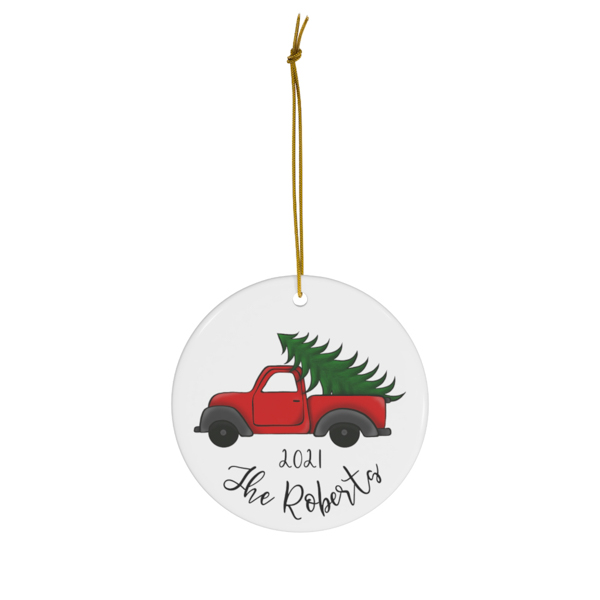 Little Red Truck Custom Ornament- The Little Bird Designs
