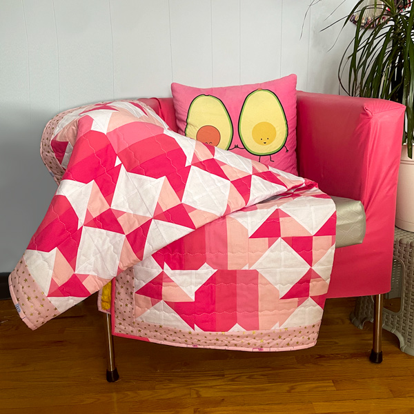 My quilt on the chair - The Imperfect Heart Quilt - The Little Birds Designs