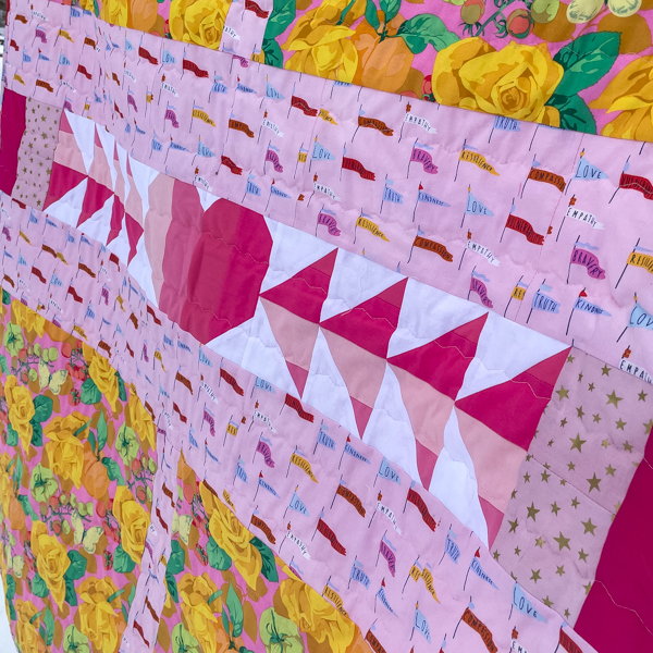 Closeup of quilt - The Imperfect Heart Quilt - The Little Birds Designs